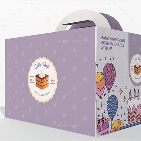 Big Cake Box with Handles Packaging Template Cake Packaging Design Box Templates, Cake Packaging Design, Packaging Design Box, Big Cake, Cake Gift, Box Templates, Packaging Template, Design Box, Cake Packaging