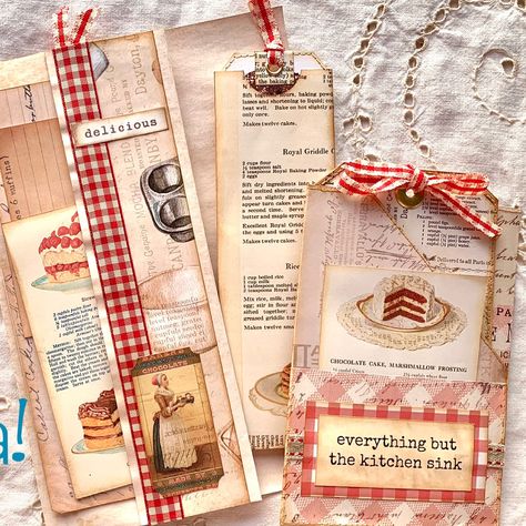 Scrapbook Cooking Page Ideas, Vintage Cookbook Junk Journal, Recipe Junk Journal Ideas, Junk Journal Recipe Book, Recipe Journal Ideas Layout, Cookbook Junk Journal, Recipe Junk Journal, Angela Kerr, Kitchen Journal