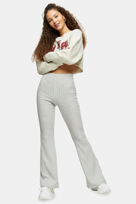 What To Wear At Home, Lounge Wear Stylish, Knit Loungewear Set, Sixth Form Outfits, Ribbed Flares, Cute Lazy Outfits, Smart Casual Outfit, Flare Trousers, Loungewear Sets