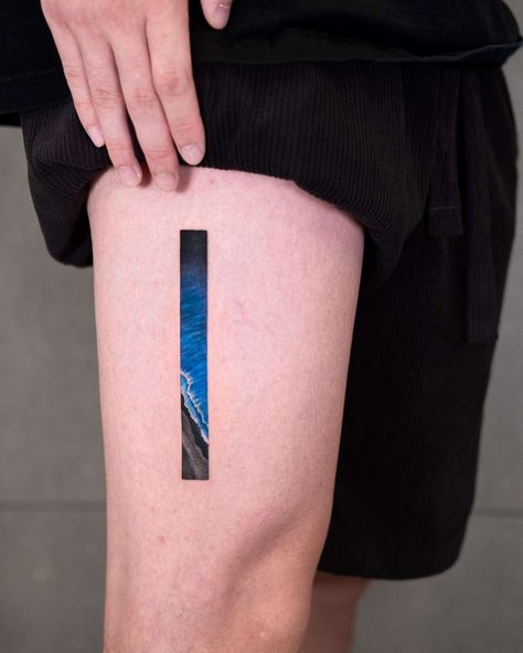 Black Tattoo With Blue Accents, Monochrome Tattoo Blue, Dark Blue Tattoo Ink, Tattoo Ideas Blue Ink, Black Blue Tattoo, Blue Print Tattoo, Blur Tattoos, Blue And White Tattoo, Blue Black Tattoo