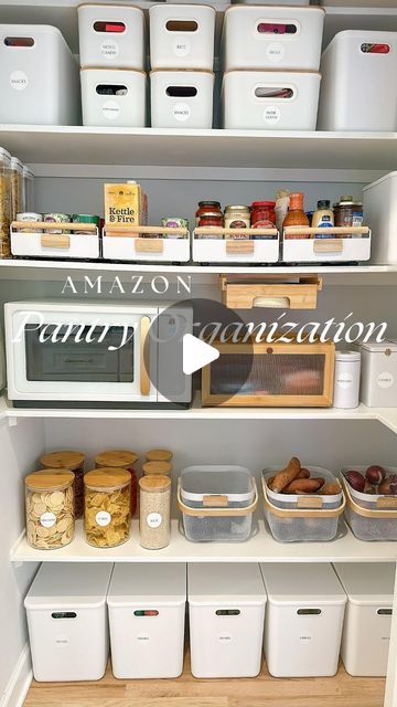 Arin Jura | Amazon Finds + Organization + DIY & Decor on Instagram: "Open shelf pantry organization.  In our case we did not need baking supplies or snacks for the most part to be in the pantry because there is another side to the pantry that I will share in the next couple weeks. 

When it comes to a pantry there is no one size fits all way to organize.  In my case I wanted something that looked clean and would have easy upkeep.  I knew that bins that WERE NOT see through were my best bet so that the rest of the family could help put things away. 

Find this on my Amazon storefront (link in bio) under the Pantry storefront list or comment PANTRY and I will send the links directly to your DMS. - and if you are looking for more inspo I am sharing past pantry organization videos in stories a Open Shelf Pantry, Shelf Pantry, Organization Videos, Pantry Room, Pantry Organisation, Snack Organizer, Kitchen Must Haves, Pantry Shelf, Organization Diy