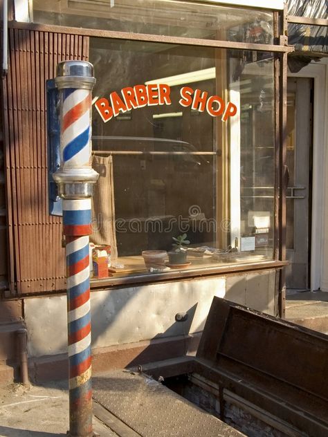 Old Fashion Barber Shop, Shop Interior Design Clothes, Barber Shop Vintage, Barber Shop Pole, Barber Shop Sign, Barber Shop Interior, Old West Town, Barber Pole, Barber Shop Decor