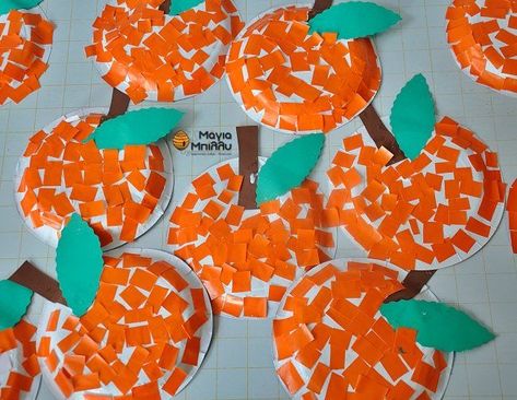 Orange Preschool Activities, Orange Crafts For Kids, Orange Activities, Orange Paper Craft, Kindergarten Art Activities, Alphabet Crafts Preschool, Fruit Crafts, Orange Craft, Craft Work For Kids