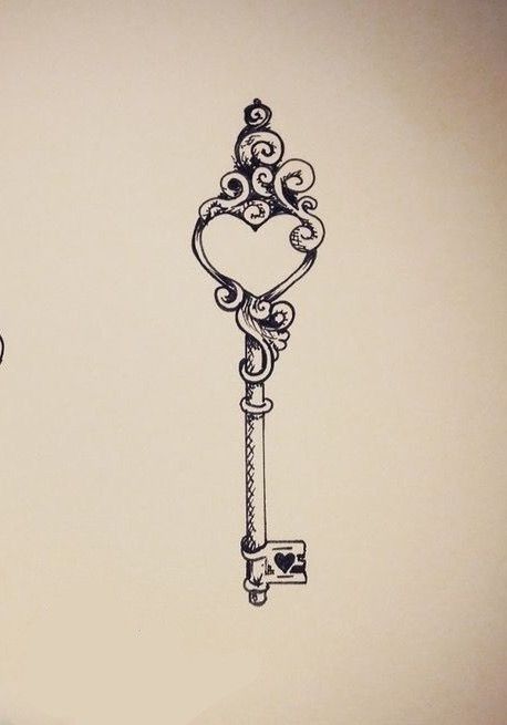 Key Tattoos For Women, Small Key Tattoos, Tattoos For Childrens Names, Heart Key Tattoo, Skeleton Key Tattoo, Odyssey Art, Key Tattoo Designs, Lock Tattoo, Sagittarius Tattoo Designs