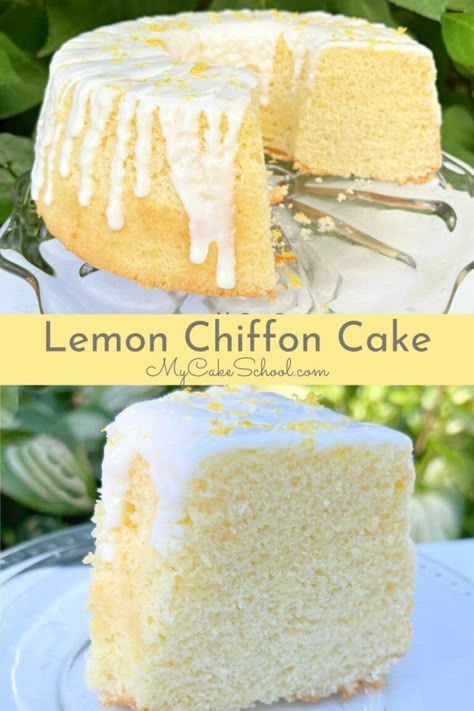 Fruity Cakes, Lemon Sour Cream Cake, My Cake School, Italian Baking, Lemon Chiffon Cake, Air Lemon, Fabulous Desserts, Sweet Bakes, Lemon Dessert Recipes