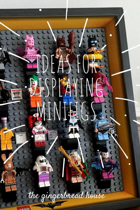 Lego Set Display Ideas, Lego Set Display, Mini Figure Display, Lego Display Ideas, Lego Storage Organization, Lego Room Decor, Lego Minifigure Display, Lego Frame, Lego Decorations