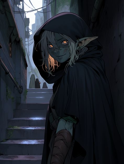 Shadow Fey Dnd, Shadow Rogue Dnd, Dnd Gnome Art, Trickery Cleric, Goblin Art Dnd, Goblin Rogue, Dnd Goblin, Bg3 Character, Gnome Dnd