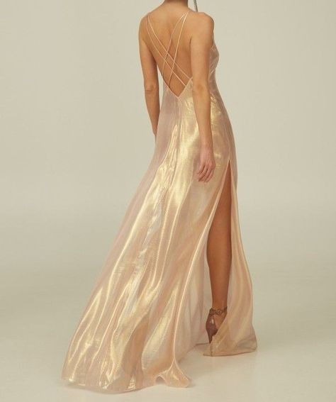 Champaign Dress, Gold Slip Dress, Golden Dress, Dress Aesthetic, Silky Dress, Prom Outfits, Flowy Dress, Fancy Dresses, Dream Dress