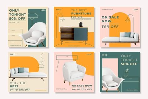 Design De Configuration, Website Slider, Furniture Promotion, Furniture Graphic, Ads Social Media, Interior Design Instagram, Website Banner Design, Social Media Kit, Furniture Ads