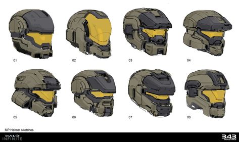 Helmet Concept Art, Sci-fi Helmet, Helmet Drawing, Soldier Helmet, Futuristic Helmet, Halo Spartan, Helmet Concept, Helmet Designs, Halo Armor