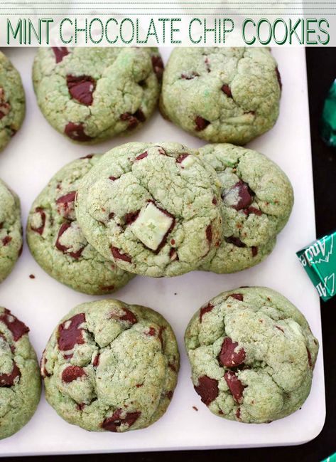 Mint-Chocolate-Chip-Cookies Mint Chocolate Chip Cookie Recipe, Payday Candy, Mint Chip Cookies, Andes Mint Cookies, Andes Mint Chocolate, Secret Ingredient Is Always Love, Lemon Meringue Cheesecake, Mint Chocolate Chip Cookies, Andes Mint