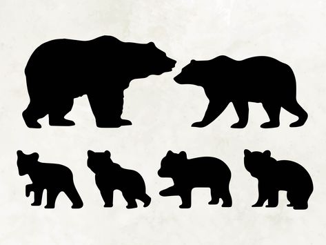 Bear Silhouette Printable, Polar Bear Silhouette, Papa Bear Svg, Bear Stencil, Png Bear, Mama Bear Svg, Mom Bear, Bear Decal, Bear Png