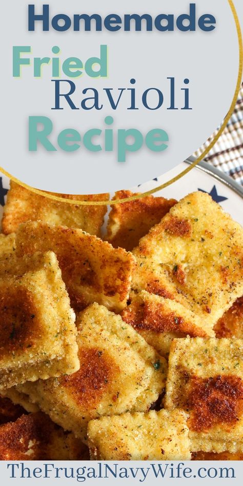 This Homemade Fried Ravioli Recipe is super simple and so versatile that it can be made to everyone's liking! #friedravioli #appetizer #sidedish #easyrecipes #frugalnavywife #homemade | Appetizer | Easy Recipes | Homemade | Fried Raviolis | Ravioli Recipes Homemade Taco Pizza Recipes, Homemade Taco Pizza, Fried Ravioli Recipe, Homeschool Meals, Ravioli Recipes, Fried Ravioli, Appetizer Easy, Homemade Appetizer, Easy Meals For Two