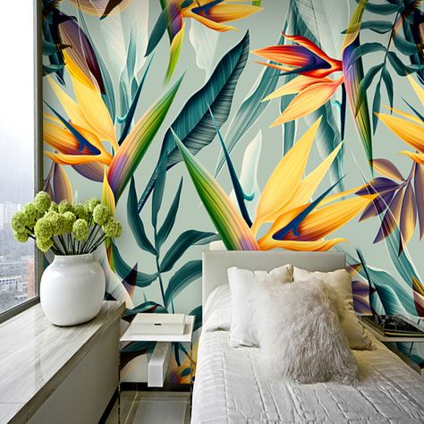 Wall Wallpapers, Plants Wallpaper, Adhesive Wall Art, Plant Wallpaper, Art Deco Pattern, Paper Wallpaper, Tropical Palm, Mural Wall Art, Leaf Wallpaper