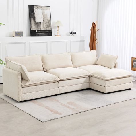 Corduroy Sectional, La Apartment, Corduroy Sofa, Barn Loft, Sofa With Ottoman, Room Couches, Couch With Ottoman, Sectional Sofas Living Room, Fabric Sectional Sofas