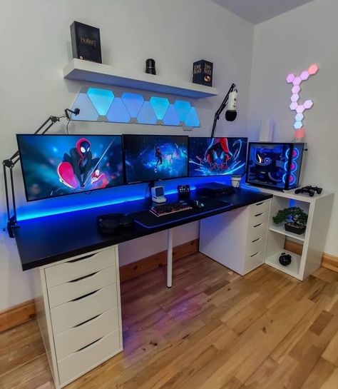 5 Likes, 0 Comments - AK Gaming Setup (@akgamingsetup) on Instagram: “Follow @akgamingsetup . #gaming #pcgaming #gamingpc #desksetup #gamingsetups #setups #djsetup…” Gamer Room Diy, Gamer Room Design, Gamers Room, Imac Desk Setup, Best Gaming Setup, Gaming Computer Desk, Computer Desk Setup, Gamer Setup, Desktop Setup