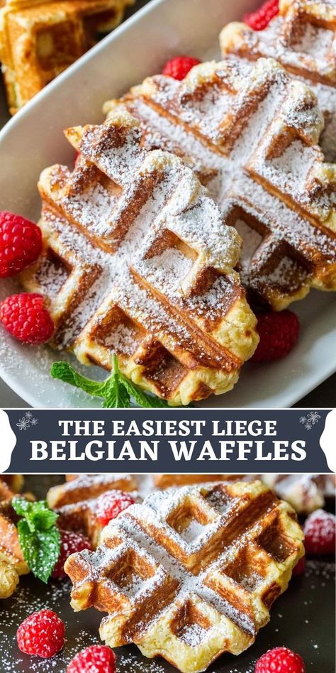 Belgian Liege Waffle Recipe, Yeast Waffle Recipe, Homemade Waffle Recipe Easy, Leige Waffles, Liege Waffles Recipe, Liege Waffles, Belgian Waffles Recipe, Easy Waffle Recipe, Liege Waffle