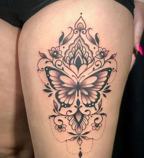 Front Thigh Tattoo Women, Front Thigh Tattoo, Front Thigh Tattoos Women, Thigh Tattoo Women, Front Thigh Tattoos, Thigh Tattoo Ideas, Butterfly Thigh Tattoo, Thigh Tattoos, Tattoos Women