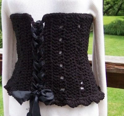 Winter Crocheted, Boned Corset~AnniesWearableArt trademarked design Crochet Garter Belt, Corset Crochet, Crochet Corset, Belt Pattern, Lace Belt, Crochet Belt, Crochet Clothing And Accessories, Trendy Crochet, Mary Ann