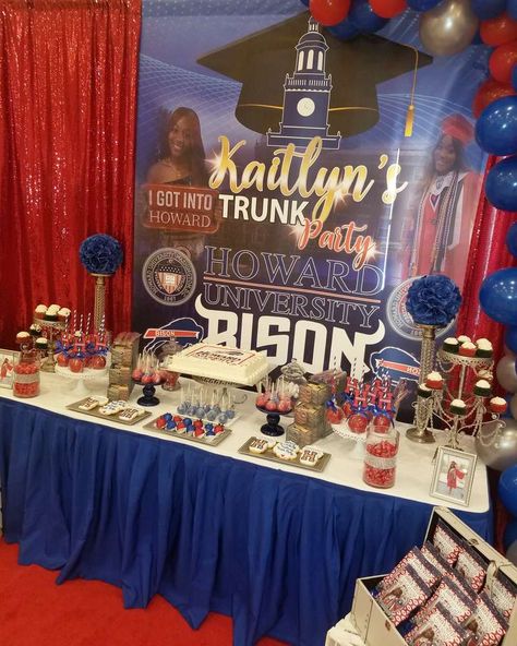 Decision Day Party Ideas, Graduation Table Decorations Ideas Decor, Graduation Send Off Ideas, Howard Decision Day, Spelman Graduation Party, Graduation Trunk Party Ideas, Howard University Decision Day, Howard Graduation Party, Howard University Graduation Party