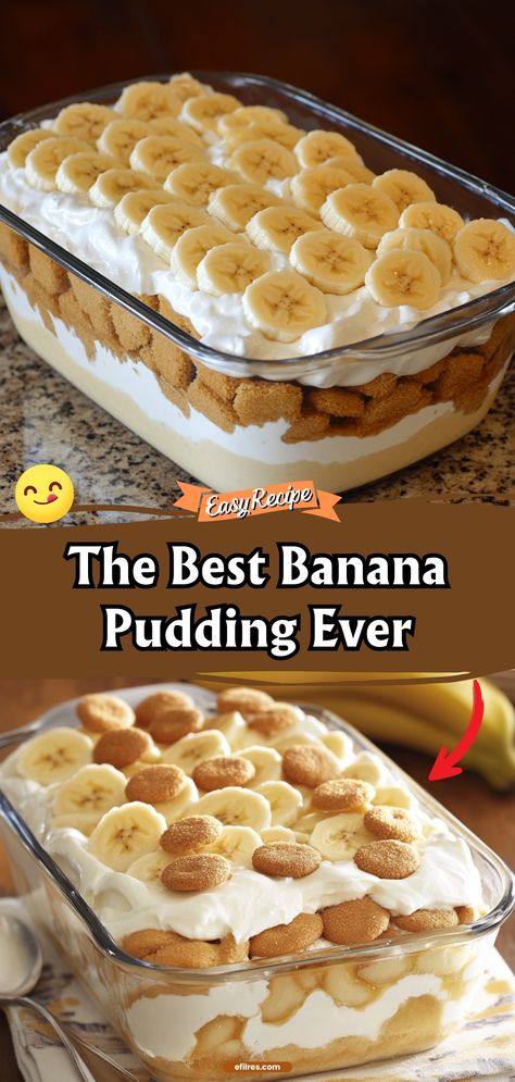 Experience the best banana pudding that's creamy, rich, and loaded with banana flavor. It's a dessert that will keep you coming back for more. #BananaPudding #DessertGoals #SweetTooth Banana Pudding Not Your Mama, Icebox Banana Pudding, Oven Banana Pudding, Banana Pudding Recipe With Cool Whip, Whipped Cream Banana Pudding, The Best Banana Pudding Ever, Peanut Butter Banana Pudding Recipe, Banana Pudding Meringue Recipe, Banana Layered Dessert