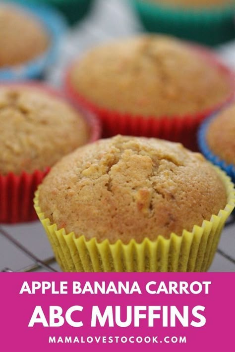 Abc Muffins Toddler, Abc Muffins, Apple Carrot Muffins, Muffins Apple, Banana Carrot Muffins, Healthy Comfort Food Recipes, Kids Lunch Boxes, Blw Recipes, Carrot Muffins