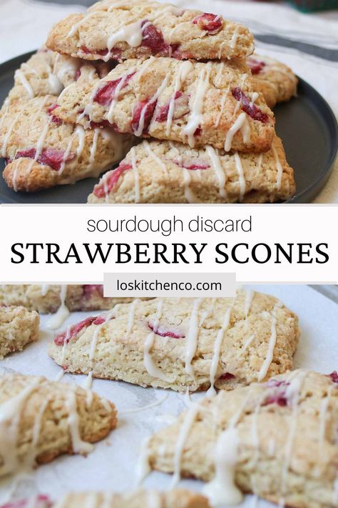 Strawberry Sourdough, Sourdough Strawberry, Sourdough Scones, Sourdough Discard Recipe, Strawberry Bread Recipes, Raspberry Scones, How To Make Scones, Strawberry Scones, Discard Recipe