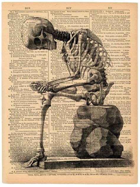 Skeleton Anatomy, Dictionary Book, Study Art, Art Noir, Book Page Art, Human Skeleton, Dictionary Prints, Dictionary Page, Doctor Gift