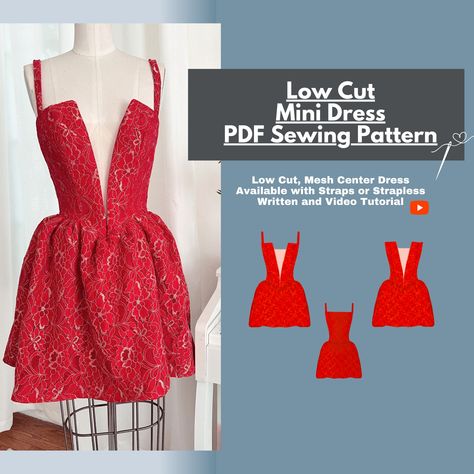 Mini Dress Pattern, Womans Dress, Figure Flattering Dresses, Pattern Dress Women, Flattering Dress, V Neck Top, Skater Style, Dress Sewing Pattern, Dress Sewing