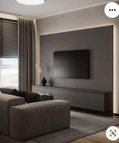 Grey Tv Unit Living Room, Tv Wall Small Living Room, Casual Living Room Design, Living Room With Tv, Modern Tv Room, Dnevna Soba, Panel Tv, Feature Wall Living Room, Latest Living Room Designs