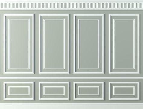 Interior Panelling Wall, Classic Wall Painting, Full Wall Wainscoting, Moulding Wallpaper, Classic Wall Design, Classic Wall Paint, Wall Trims, Classic Wall Panel, Wood Wall Panelling