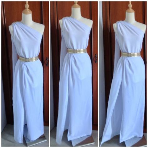 39 Last Minute DIY Halloween Costumes To Petrify and Please Diy Toga, Goddess Costume Diy, Greece Costume, Athena Costume, Greek Toga, Greek God Costume, Toga Costume, Greek Goddess Dress, Greek Dress