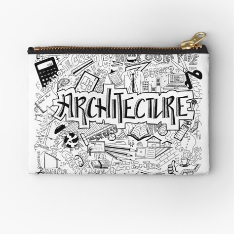 "architecture word art doodle poster " Zipper Pouch by ArtfullyReka | Redbubble Doodle Architecture, Architecture Doodle, Doodle Poster, Life Of A Student, Doodles To Draw, Doodle Art Letters, Doodle Artwork, Architecture School, Sketch Book Ideas