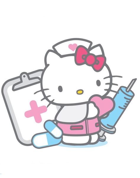 Hello Kitty Hospital, Sanrio Hospital, Hello Kitty Nurse Wallpaper, Nurse Hello Kitty, Nurse Coloring Pages, Med Kit, Nurse Cartoon, Hello Kitty Imagenes, Images Hello Kitty