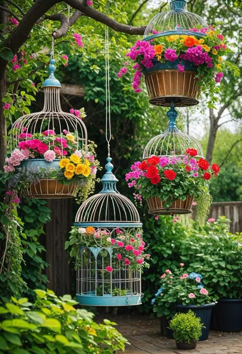 نباتات منزلية, Garden Whimsy, Birdcages, Garden Yard Ideas, Whimsical Garden, Bird Cages, The Secret Garden, Garden Cottage, Garden Stuff