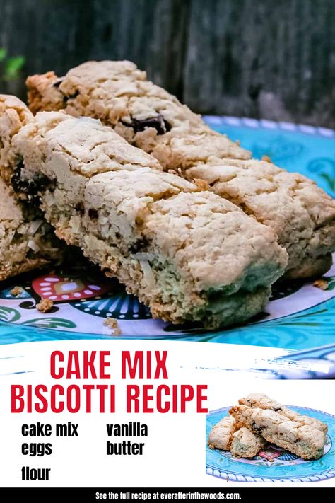 cake mix biscotti Cake Mix Biscotti Recipe Easy, Recipe For Biscotti, Cake Mix Biscotti, Cake Mix Biscotti Recipe, Cake Mix Ingredients, Italian Cookie, Italian Bakery, Boxed Cake, Almond Biscotti