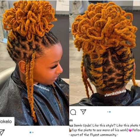 Lady Loc Styles, Birthday Locs Hairstyle, Dreadlocks Black Women Styles, Female Loc Updo Styles, Locks Styles For Women Dread Up Do, Style Dreads For Women, 8 Inch Loc Extensions Styles, Hairstyle For Dreadlocks, Pedal Loc Bun Styles