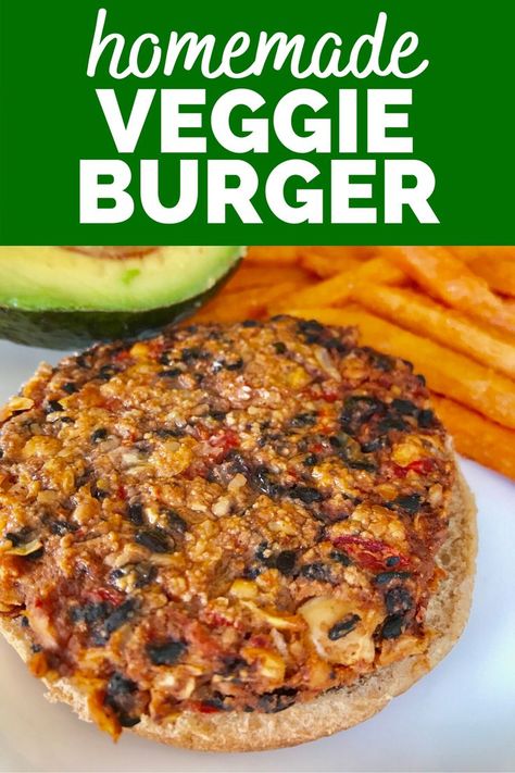 Homemade Veggie Burger, Vegan Healthy Recipes, Burger Healthy, Burger Homemade, Vegetarian Burger Recipe, Homemade Veggie Burgers, Vegan Burger Recipe, Veggie Burgers Recipe, Vegan Mushroom