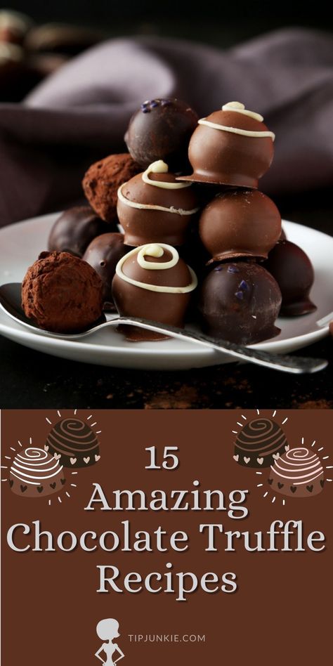 Check out these amazing chocolate truffles recipes! TipJunkie has gathered 15 recipes for chocolate truffles and are totally worth making. Discover more great ideas on tipjunkie.com Brownie Vegan, Baking Recipes Desserts, Truffle Recipes, Baking Recipes Healthy, Homemade Chocolate Truffles, Easy Candy Recipes, Homemade Truffles, Baking Recipes For Kids, Dessert Truffles