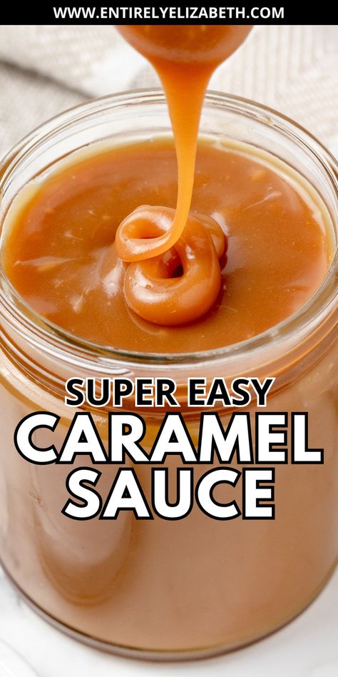 Elevate your desserts with this beginner-friendly, super easy caramel sauce. It's thick, rich, and versatile - a game-changer for your sweet treats! Drizzle Caramel Sauce, Carmel Cheesecake Sauce, Easy Home Made Carmel Sauce, Easy Caramel Sauce For Apples, Carmel Sauce Using Evaporated Milk, Carmel Drizzle Sauce, How To Make Caramel Sauce Easy, Easy Caramel Sauce 3 Ingredients, Carmel Sauce Cinnamon Rolls