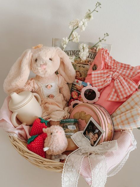 an easter basket for rosemary Baby Girl Easter Basket, Redbud Trees, Vintage Easter Baskets, Baby Easter Basket, Girls Easter Basket, Holiday Baskets, Redbud Tree, Kids Easter Basket