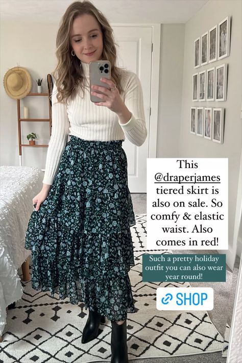 Tiered Maxi Skirt Outfit Winter, Ruffle Midi Skirt Outfit, Frill Skirt Outfit, Ruffled Skirt Outfit, Tiered Skirt Outfit, Pretty Clothing, Skirt Ideas, Ruffle Maxi Skirt, Frill Skirt