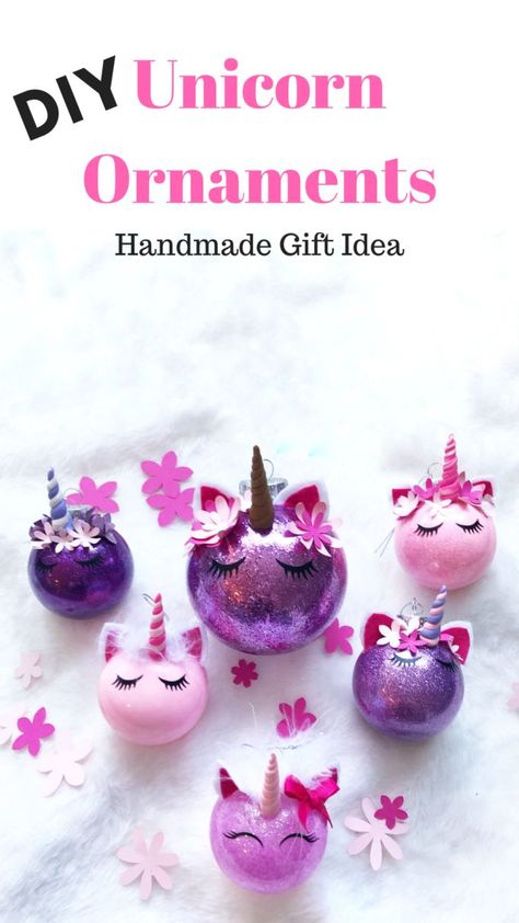 Make Your Own Glitter Unicorn Ornaments - Brooklyn Berry Designs Natal, Unicorn Ornaments Christmas, Unicorn Ornaments Diy, Diy Unicorn Ornament, Peanut Crafts, Unicorn Christmas, Diy Unicorn, Unicorn Ornaments, Glitter Unicorn