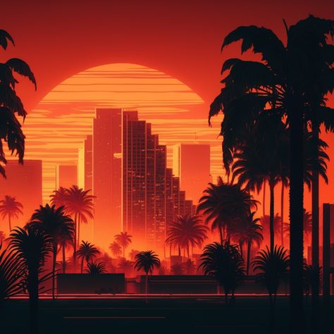 80s Miami Aesthetic, Synthwave Aesthetic, Post Apocalyptic City, Synthwave Art, Miami Vibes, 80s Art, Dream Wave, Orange Icons:), Building Images