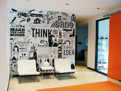 1000+ images about Crazy Cool Office on Pinterest | Offices, Cool ... Wall Graphics Design, Office Graphics, Pinterest Living Room, Sofa Santai, Office Mural, Office Wall Design, Wall Graphic, Best Office, Diy Office