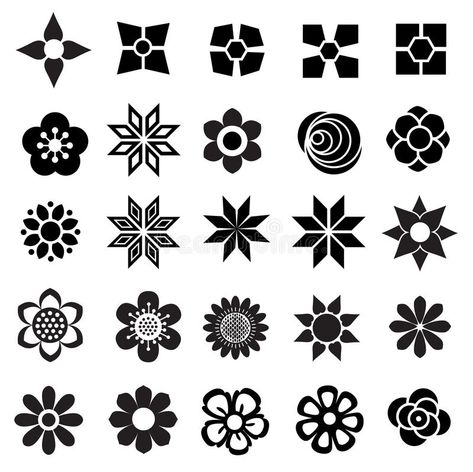 Art Deco Design Pattern, Flowers Icon, Cute Designs To Draw, Flower Vector, Flower Icons, Flower Stencil, Silhouette Stencil, Stencil Patterns, Geometric Flower