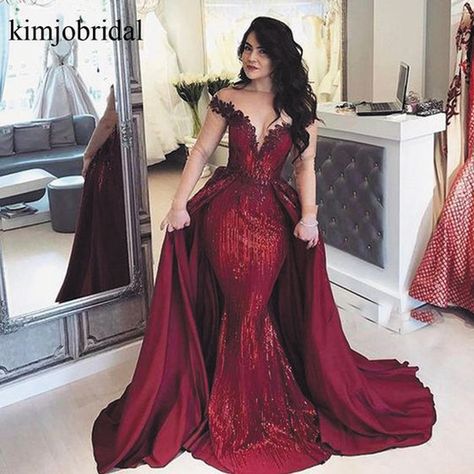 Grad Dresses Long, Prom Dress With Train, Detachable Train, Prom Dresses 2020, Sequin Prom Dress, Burgundy Prom Dress, Red Evening Dress, Sequin Prom Dresses, Red Gowns