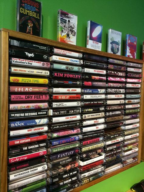 Cassette Tape Display, Cassette Tape Collection, Cassette Display, Cassette Collection, Cassette Storage, Bookshelf Room, Cassette Tape Storage, Home Music Rooms, Vinyl Room