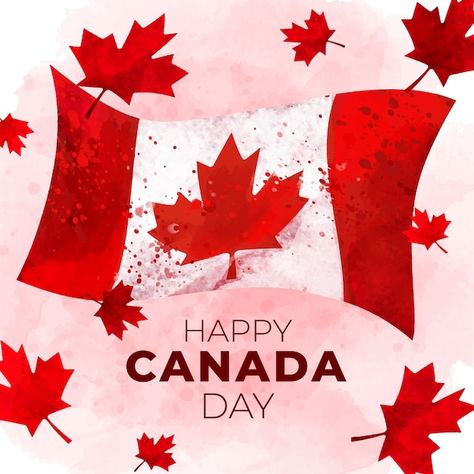 Canadian Flag Art, Canada Day Images, Canada Day Flag, Canada Day Crafts, Patriotic Images, Day Illustration, Happy Canada Day, Canadian Flag, Flag Art