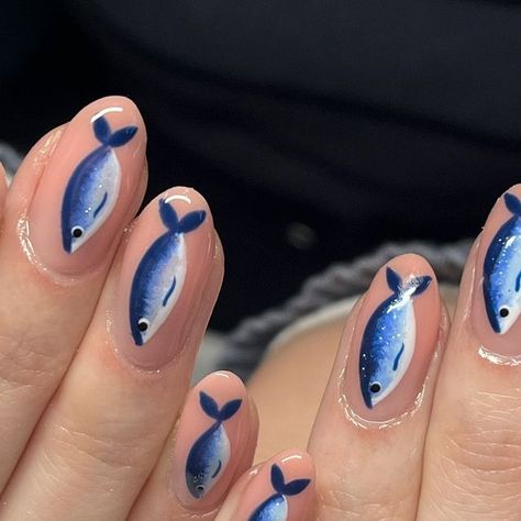 Georgia Cotterill on Instagram Italian Inspired Nails, Summer Aesthetic Nails, Fish Nail Art, Fish Nails, May Nails, Summery Nails, Nail Stuff, Made My Day, Get Nails